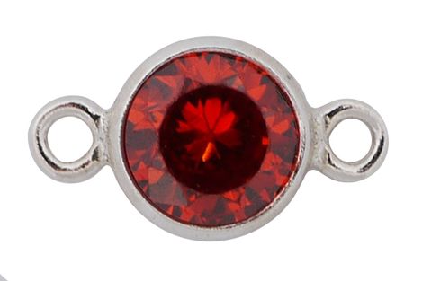 Charm connector - Silver 4mm CZ Ruby