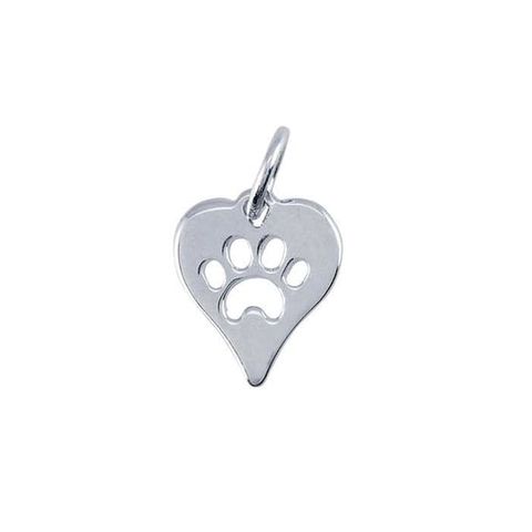 Sterling Silver Cut-Out Paw-Print Heart Charm