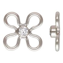 Charm connector - Silver Flower w/ CZ White