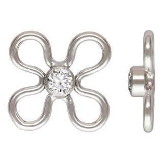 Charm connector - Silver Flower w/ CZ White