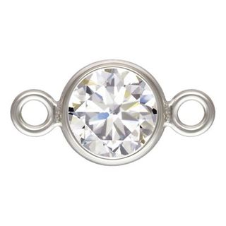 Charm connector - Silver 4mm CZ White