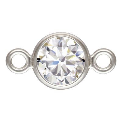Charm connector - Silver 4mm CZ White