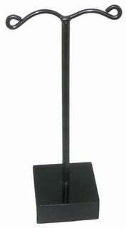 Small Silver Metal Earring Stand Frosted - Square