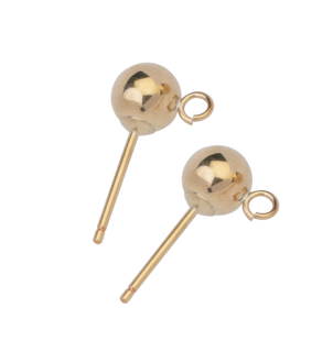 Ball & Hook Studs - Rolled Gold 4mm