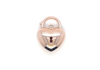 Padlock Puffed Heart - 9ct Rose Gold 18mm