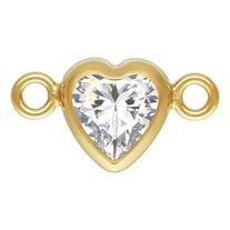 Charm connector - 14/20GF Heart CZ white