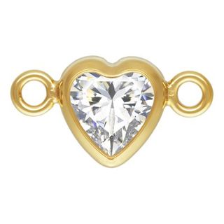 Charm connector - 14/20GF Heart CZ white