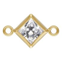 Charm connector - 14/20GF Square CZ white