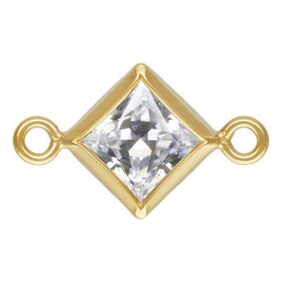 Charm connector - 14/20GF Square CZ white