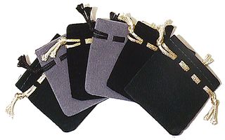 Pouch - Velvet Large Black/Black Drawstring
