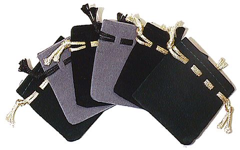 Pouch - Velvet Large Black/Black Drawstring