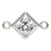 Charm connector - Silver Square CZ White