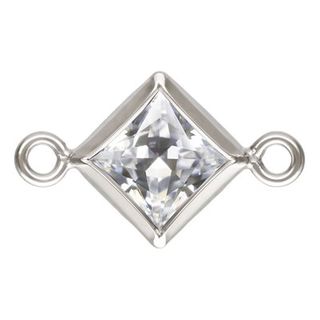 Charm connector - Silver Square CZ White