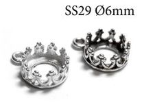Silver Round Crown Bezel Pendant