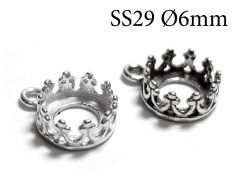Silver Round Crown Bezel Pendant