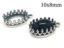 Silver Oval Crown Bezel Pendant