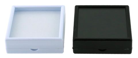 Acrylic Pod Black 30mm Square, Glass Top