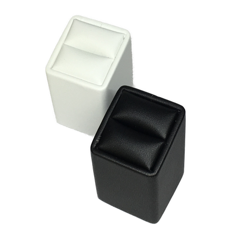 Ring Stand Square 55H Black Leather Look