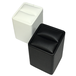 Ring Stand Square 65H White Leather Look