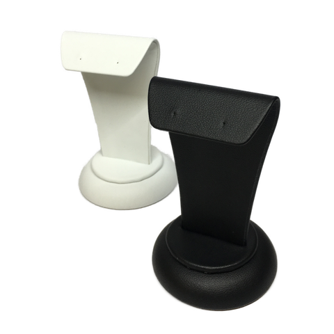 Earring Stand Long 1 Pair White Leather Look