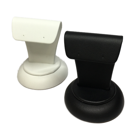 Earring Stand Short 1 Pair Black Leather Look