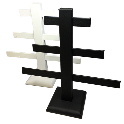 Earring Stand 12 Pairs White Leather Look