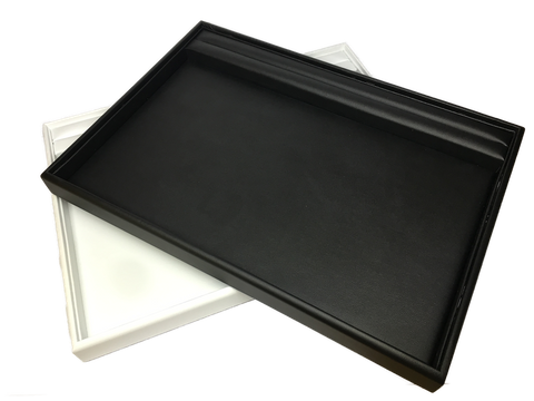 Serving Tray Black Leather Look