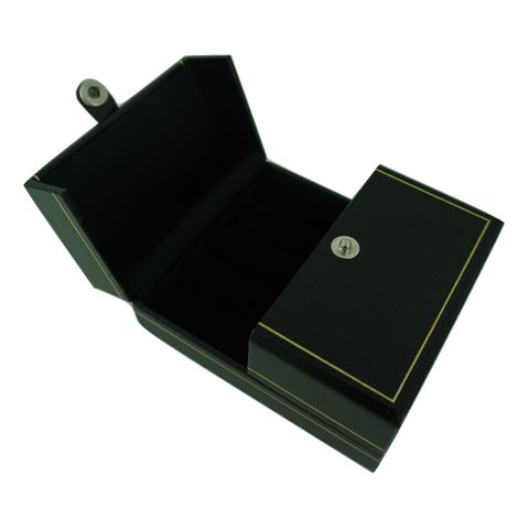 Leatherette Double Door Ring Rows Black/Black