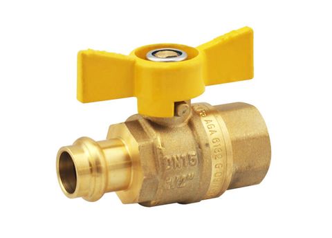 GAS APPROVED BALL VALVES - PRESS FIT CU X CU BUTTERFLY HANDLE