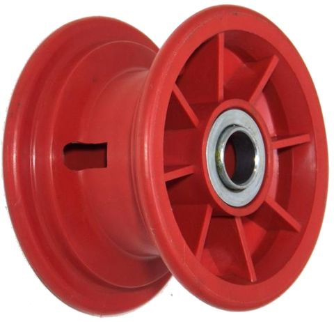 5"x55mm Red Plastic Rim, 35mm Bore, 70mm Hub Length, 35mm x 20mm Flange Bearings