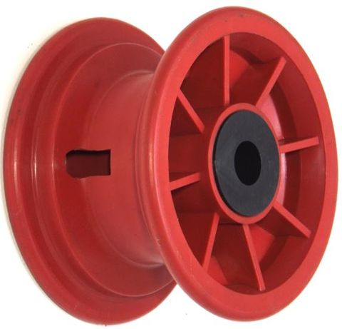 5"x55mm Red Plastic Rim, 35mm Bore, 70mm Hub Length, 35mm x 16mm Nylon Bushes