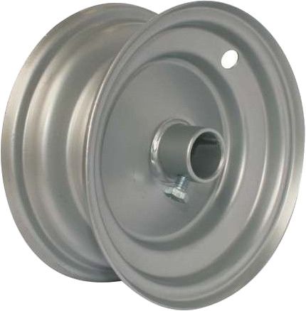 6"x65mm Steel Barrow Rim, 1" Plain Bore, 75mm Hub Length, Locking Stud