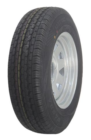 14"x6.00 Galv Steel Rim, 5/114.3pcd, ET0, 84mm bore, fitted with 185R14C LT Tyre
