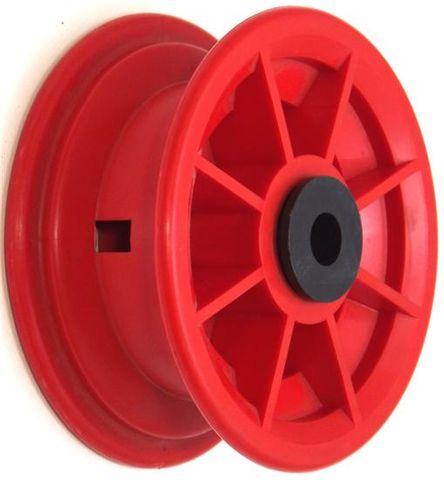 4"x55mm Red/Grey Plastic Rim, 35mm Bore, 72mm Hub Length, 35mm x ¾" Nylon Bushes