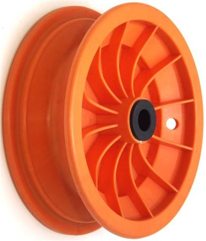 8"x65mm Red Plastic Rim, 35mm Bore, 70mm Hub Length, 35mm x 1" Nylon Bushes