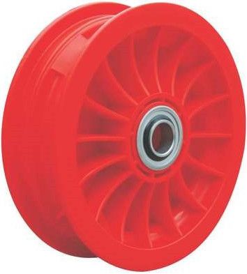 8"x65mm Red Plastic Rim, 2" Bore, 70mm Hub Length, 2"x1" Flange Bearings