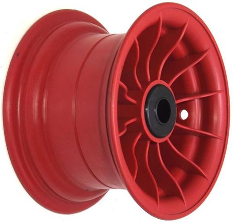 8"x4¾" Red Plastic Rim, 2" Bore, 102mm Hub Length, 2" x 1" Nylon Bushes