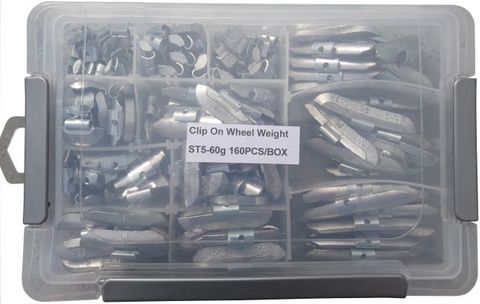 Compartmentalised tray 5-60g Bang-on Lead Wheel Weights for Steel Wheels - 140pc