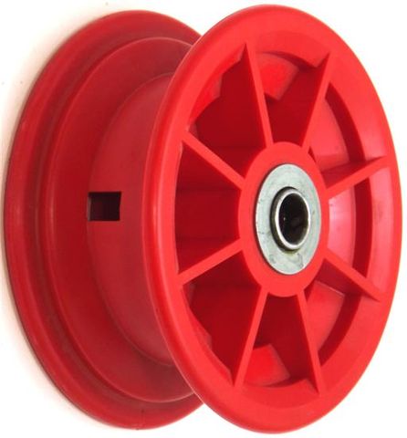 4"x55mm Red/Grey Plastic Rim, 35mm Bore, 72mm Hub Length, 35mm x ½" Flange Brgs