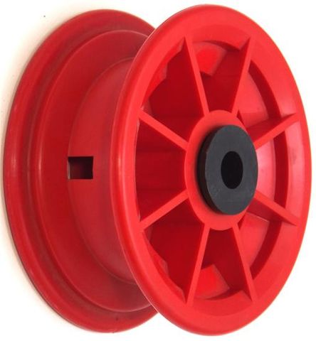 4"x55mm Red/Grey Plastic Rim, 35mm Bore, 72mm Hub Length, 35mm x ½" Nylon Bushes