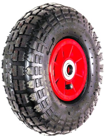 ASSEMBLY - 4"x55mm Red Plastic Rim, 410/350-4 2PR Block Tyre, 20mm FBrgs