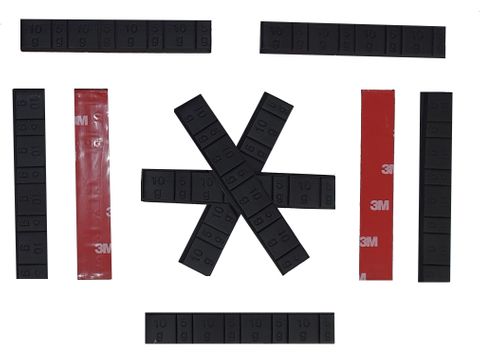 BAG OF 10 STRIPS - Stick-on Lead Wheel Weights 5g/10g x4, Black Coated