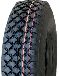 ASSEMBLY - 4"x55mm Red Plastic Rim, 300-4 6PR V6605 Diamond Tyre, ¾" FBrgs