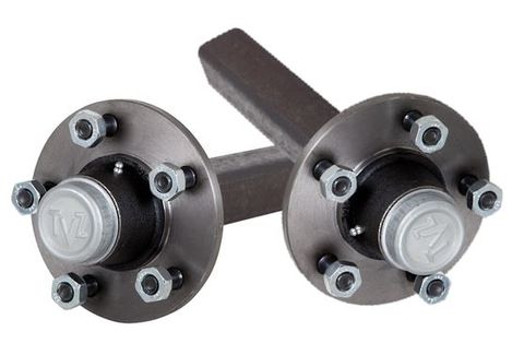 Hub Set, 3300kg, Steel, High Speed Taper Bearings, 5/140mm PCD, 50mm Square Axle