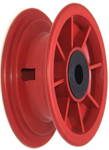 8"x65mm Red Plastic Rim, 2" Bore, 70mm Hub Length, 2" x ¾" Nylon Bushes