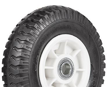 ASSEMBLY - 4"x55mm Grey Plastic Rim, 250-4 Solid PU Military Tyre, 16mm Bushes