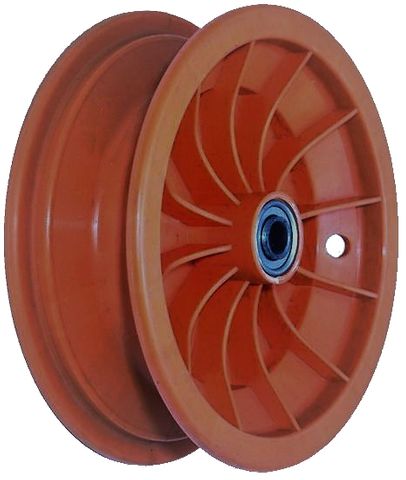 8"x65mm Red Plastic Rim, 35mm Bore, 70mm Hub Length, 35mm x ¾" Flange Bearings