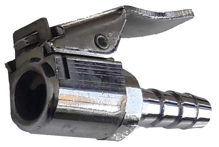 Air Chuck, Open End Clip-on, 6mm Barb Tailpiece