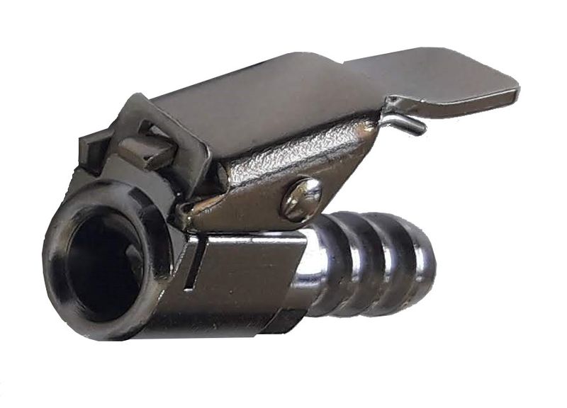 Air Chuck, Open End Clip-on, 9mm Barb Tailpiece