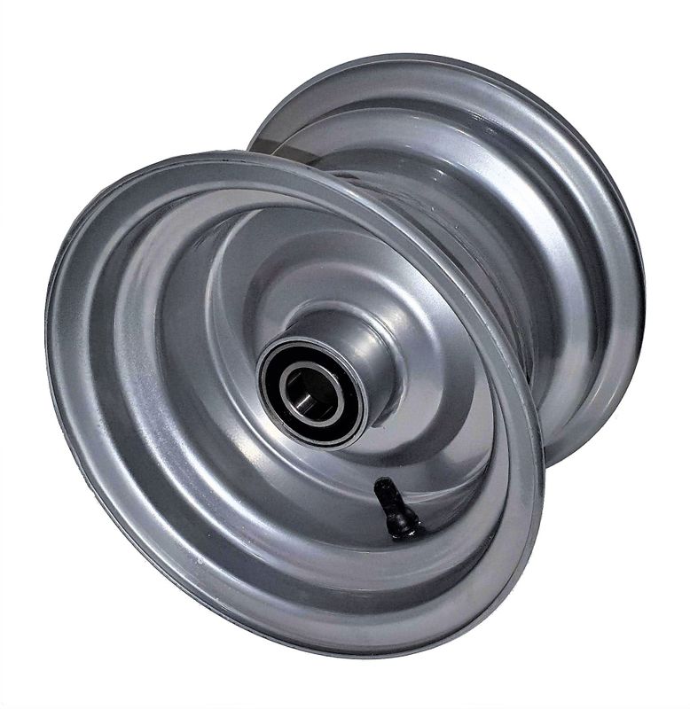 8"x5.50" Steel Rim, 52mm Bore, 90mm Hub Length, 52mm x 25mm High Speed Bearings, no Cap or Seal - 90mm outside to outside of bearings